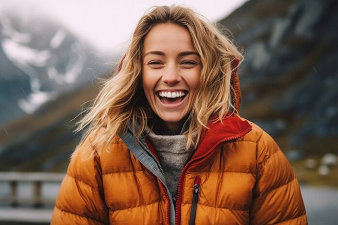 Young person outdoors with a puffer jacket